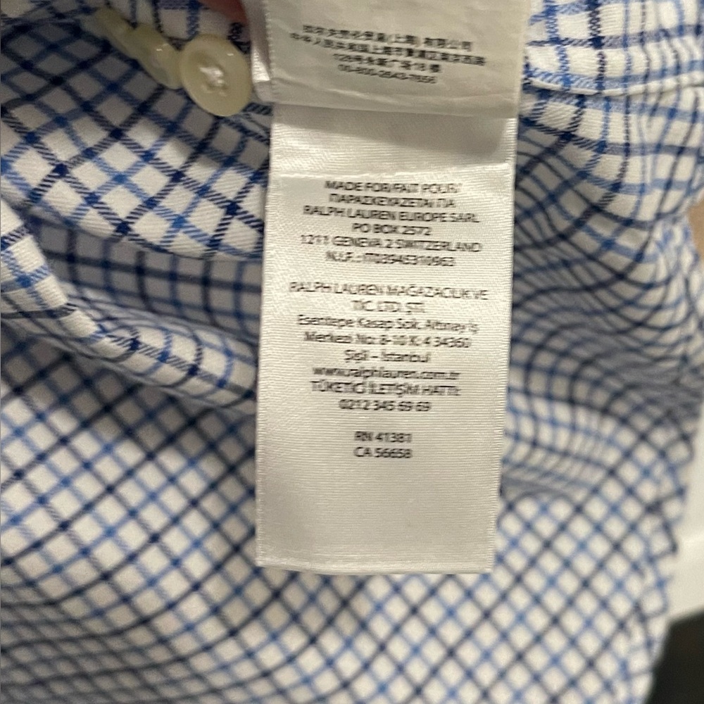 RALPH LAUREN Classic Fit Tattersall Button Down Shirt - White Navy Blue - Sz L - Picture 6 of 6